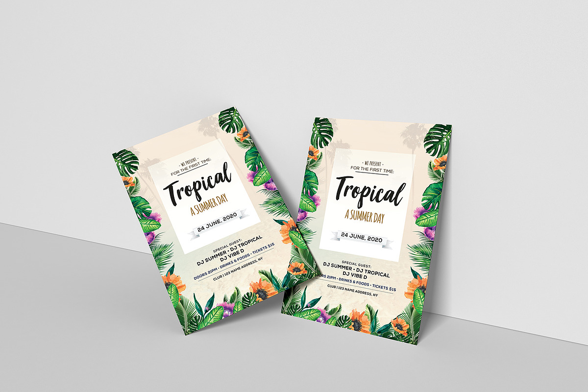 Tropical Day PSD Flyer Template, a Flyer Template by PixelsDesign (Photo 2 of 3)