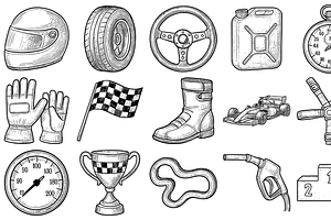 Racing Equipment Set, an Object Graphic by nikagraphic