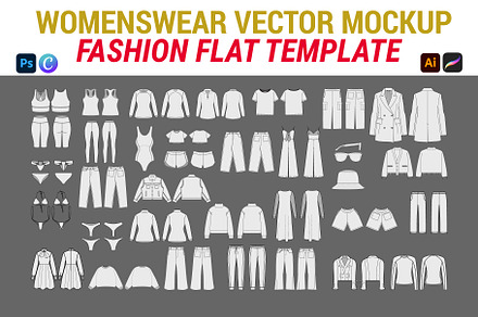 Womenswear Vector Mockup Bundle, an Apparel Mockup by S.i. Graphics®