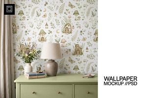 Farmhouse Wallpaper Mockup PSD, a Household Mockup by 1001 mockups
