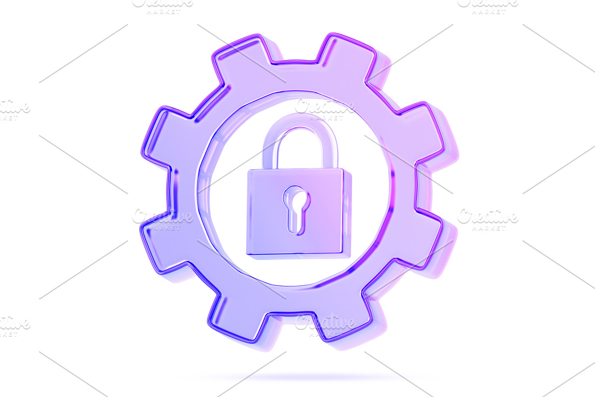 3d glass holographic gear icon with, a Technology Illustration by Marozhkastudio
