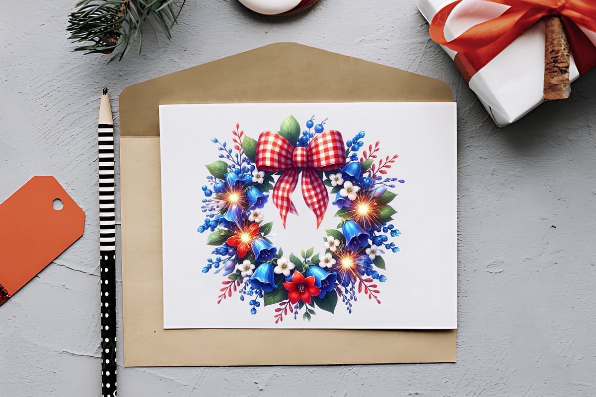 4th Of July Coquette Wreath Clipart, an Illustration by RobertsArt (Photo 6 of 7)