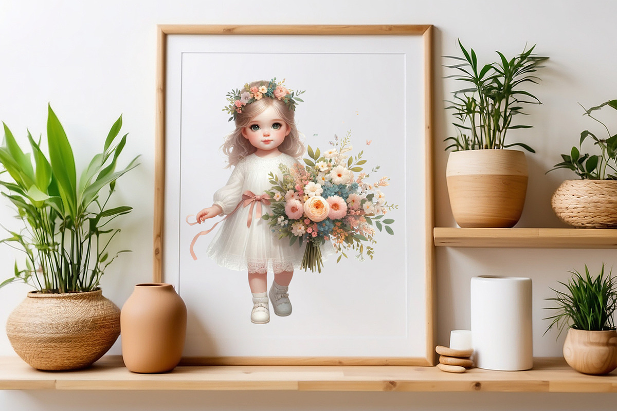 Cute little Girl Sublimation Clipart, a Seasonal Illustration by Craft Nest (Photo 4 of 5)