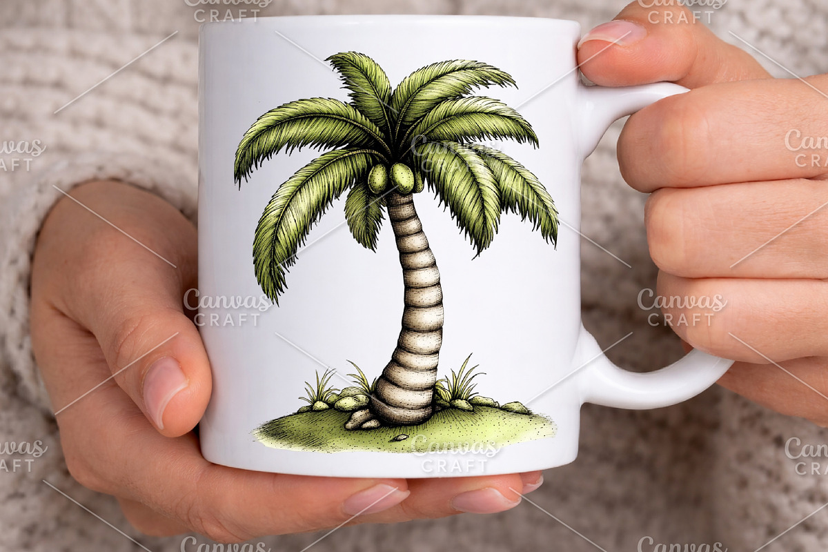 Whimsical Summer Palm Tree Clipart, an Illustration by Canvas Craft (Photo 5 of 7)