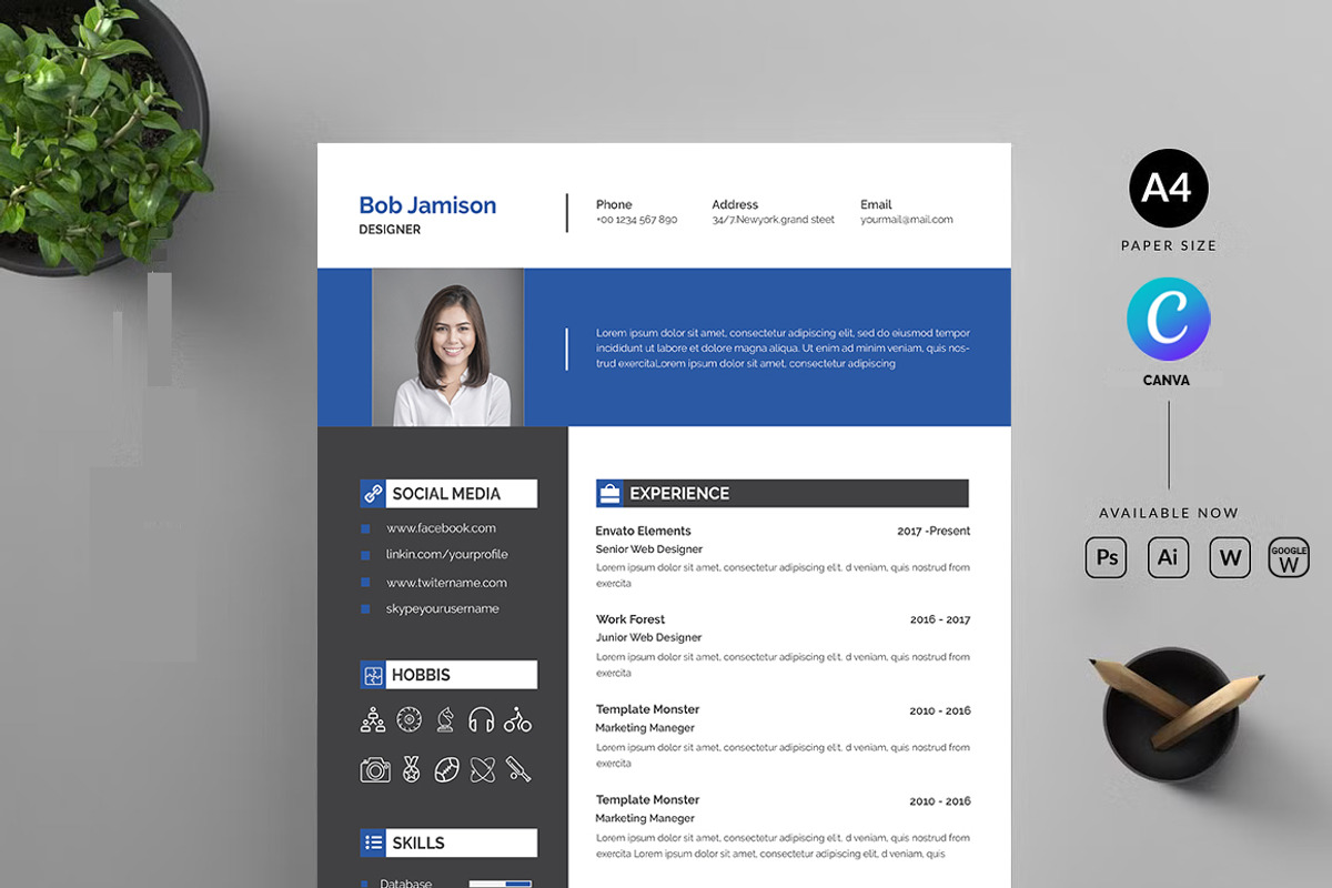 Clean and creative minimal resume, a Resume Template by Blackcloud_Creations (Photo 5 of 5)