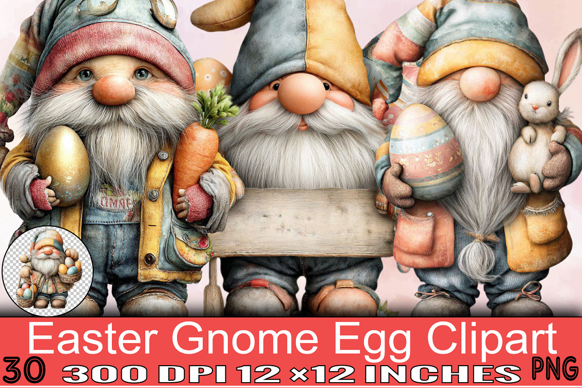 Easter Gnome Egg Clipart Bundle., an Illustration by SVGArt (Photo 1 of 7)