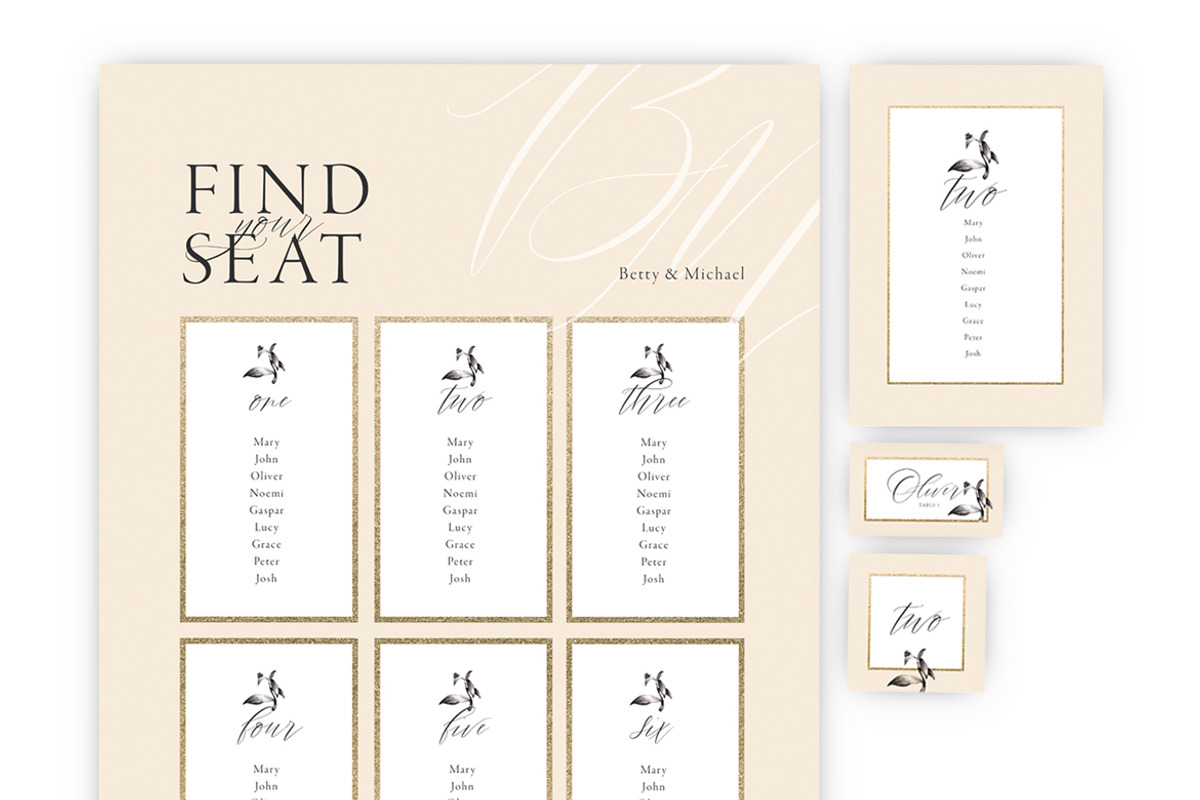 Nude Style Wedding Seating Plan Set, a Print Template by McLittle Stock (Photo 6 of 6)