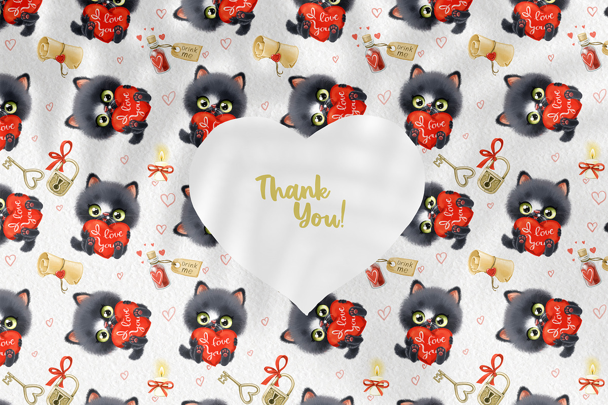 3 Seamless patterns with kittens, an Animal Illustration by Azuzlikus (Photo 3 of 3)