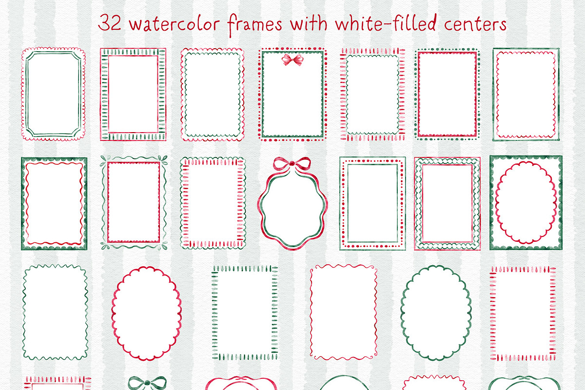 Watercolor Christmas Frames Clipart, an Object Graphic by Solo Art Original (Photo 3 of 9)