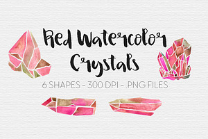 Red Watercolor Crystal Clipart