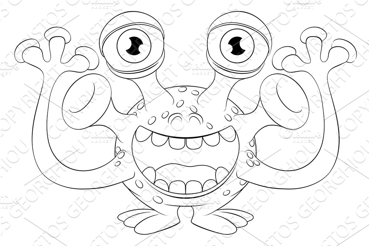 Monster Alien Cute Cartoon Funny, an Illustration by Christos Georghiou