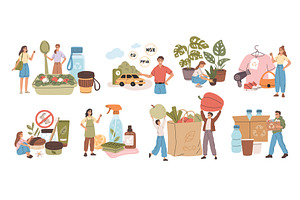 People choosing waste free products, an Object Illustration by YummyBuum