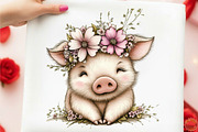 Watercolor Easter Pig Clipart, an Animal Illustration by designcity5 (Thumbnail 5 of 5)