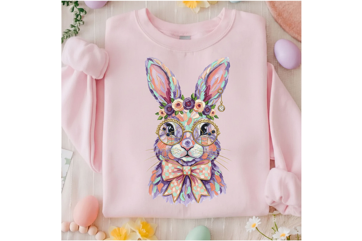Floral Brushstroke Easter Bunny Png, an Illustration by Designking (Photo 2 of 6)