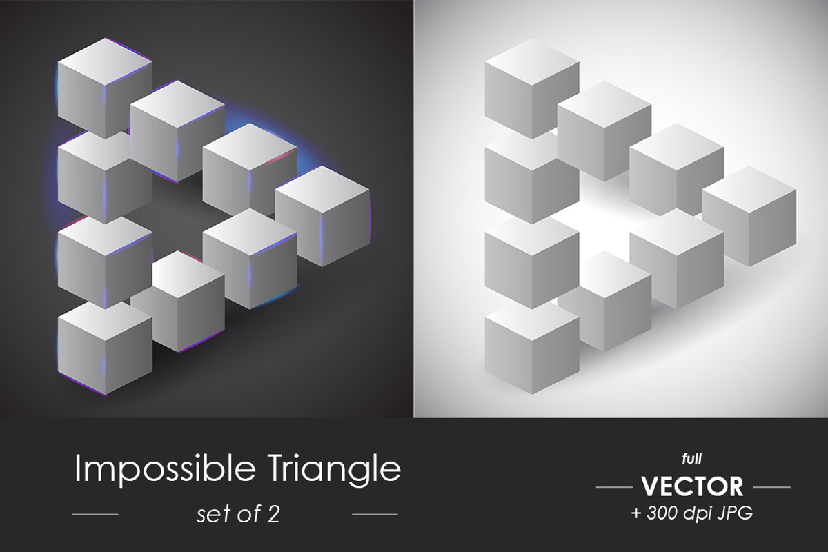 Impossible vector triangle set of 2, an Object Graphic by OKart.studio