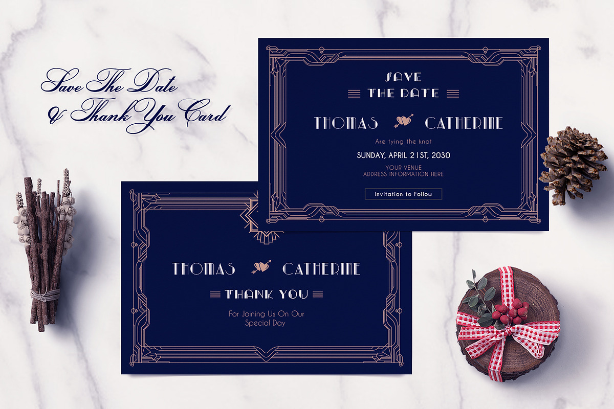 ART DECO WEDDING INVITATION SUITES, an Invitation Template by Totem Invitation House (Photo 4 of 4)