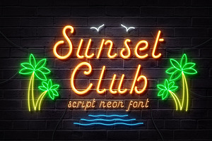 Sunset Club - Script Neon Font