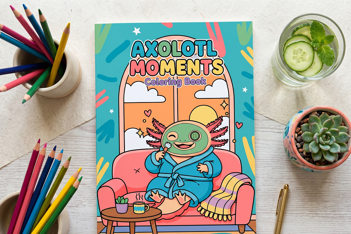 Axolotl Moments Coloring Printable, an Object Graphic by Image for Sale (Photo 1 of 3)