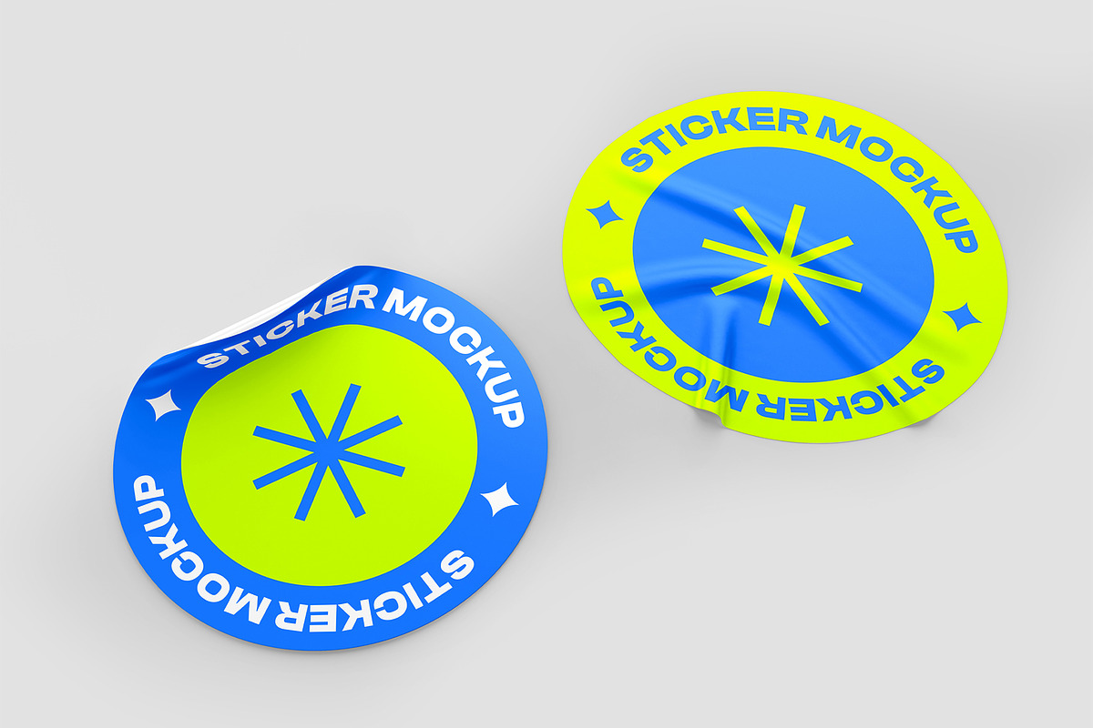 Two Round Sticker Mockup Template