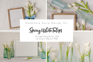 Spring White Tulips Mock Up Bundle