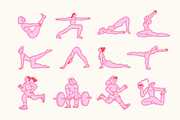 Fit girl era. Vector fitness doodles, an Object Graphic by venimo (Thumbnail 8 of 13)