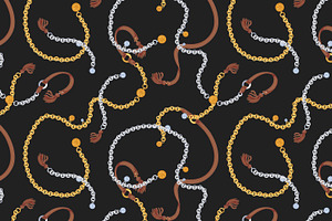 Gold, Silver Chains Seamless Pattern