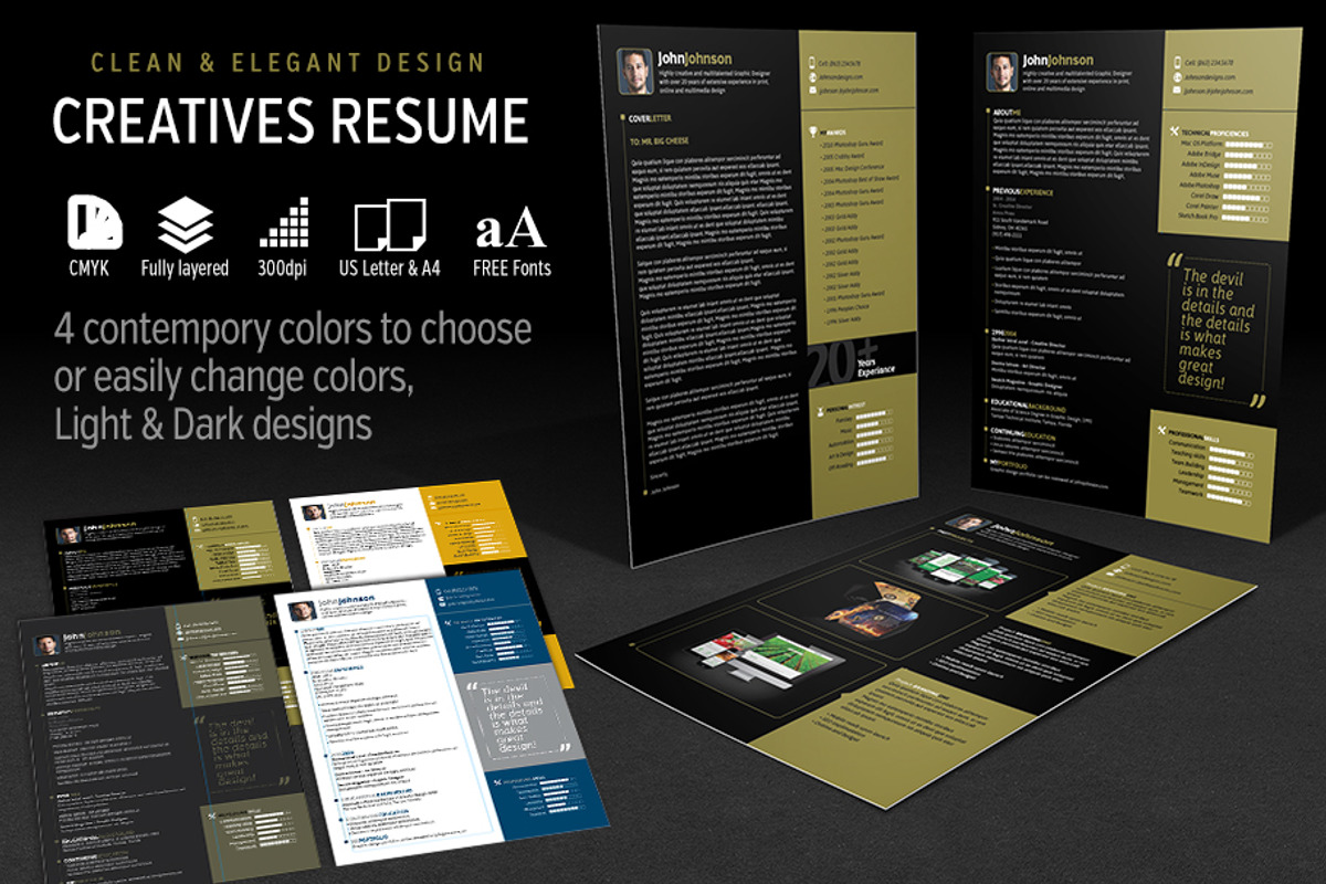Creatives Resume Set, a Resume Template by potterDesigns (Photo 1 of 5)