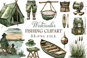 Watercolor Fishing Clipart, an Illustration by Libby Wishes (Thumbnail 1 of 5)