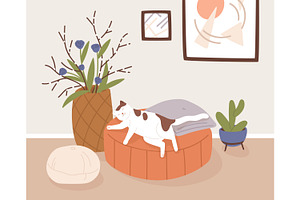 Cozy home scene with cat, an Animal Illustration by Good Studio