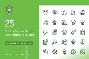 25 FinOps & Cloud Cost Icons., an Outline Icon by IconBunny