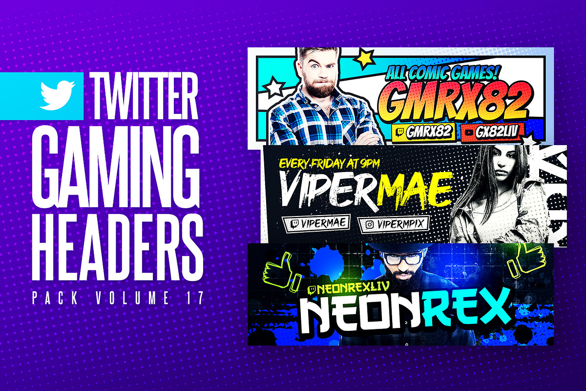 Gaming Twitter Headers Pack 17, a Social Media Template by Odin_Design