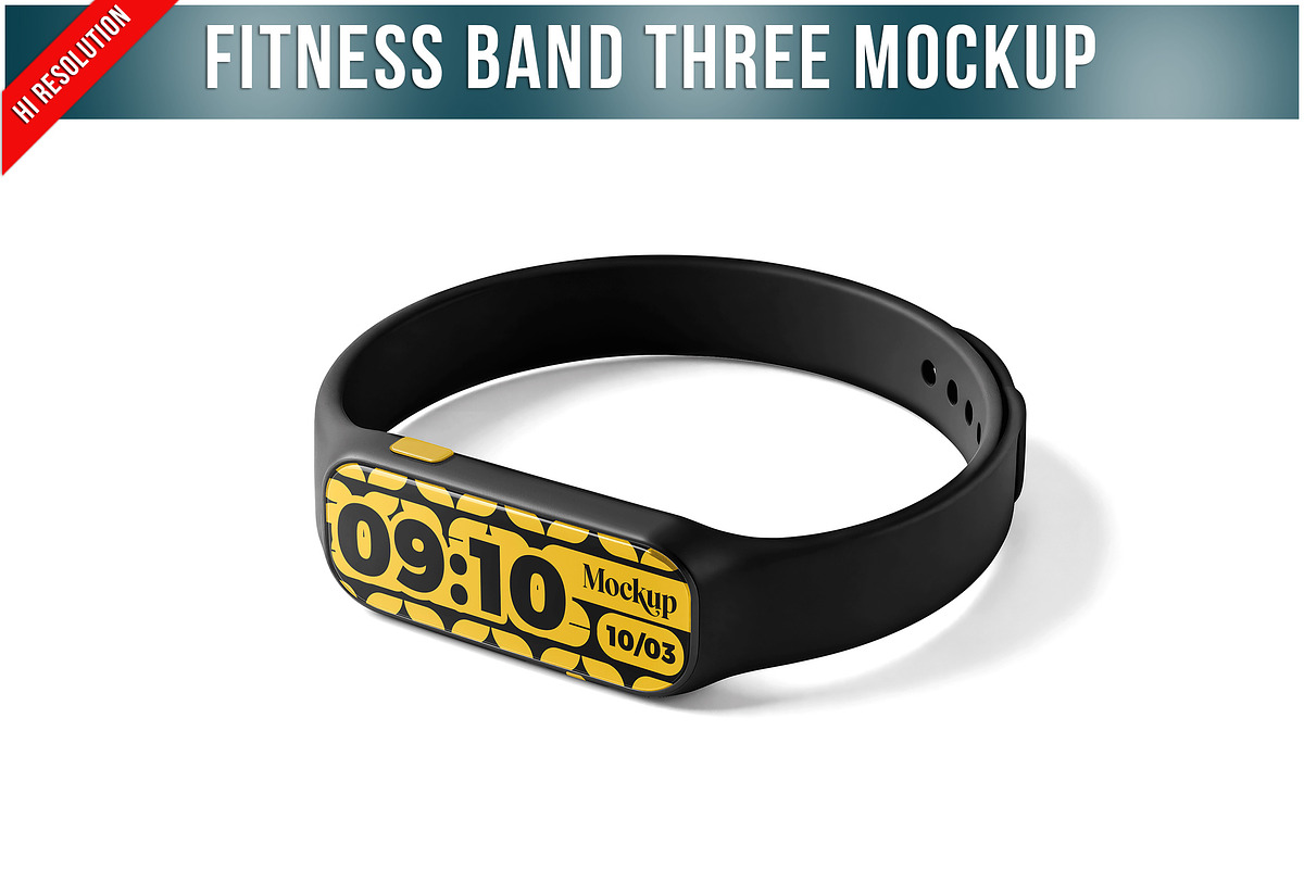 Fitness Band Three-quarter View PSD, a Product Mockup by Bruno's Shop (Photo 1 of 3)