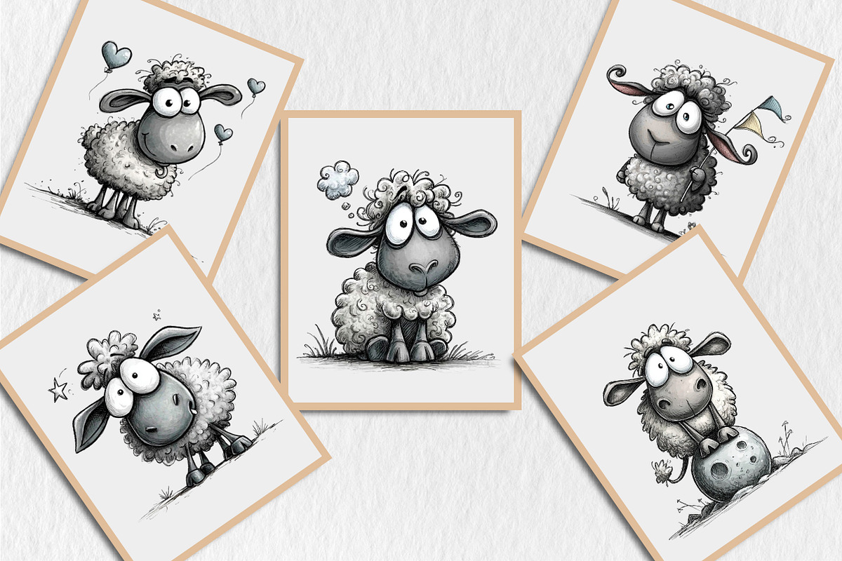 Whimsical Funny Sheep Clipart, an Animal Illustration by Rose Art (Photo 6 of 7)