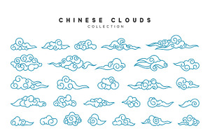 Collection of blue clouds in Chinese style