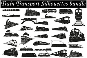train transport silhouettes, an Illustration by Amazin_art