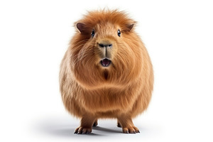 Cute brown capybara animal looking at camera isolated on white b, a Photo by Dvoevnore photos