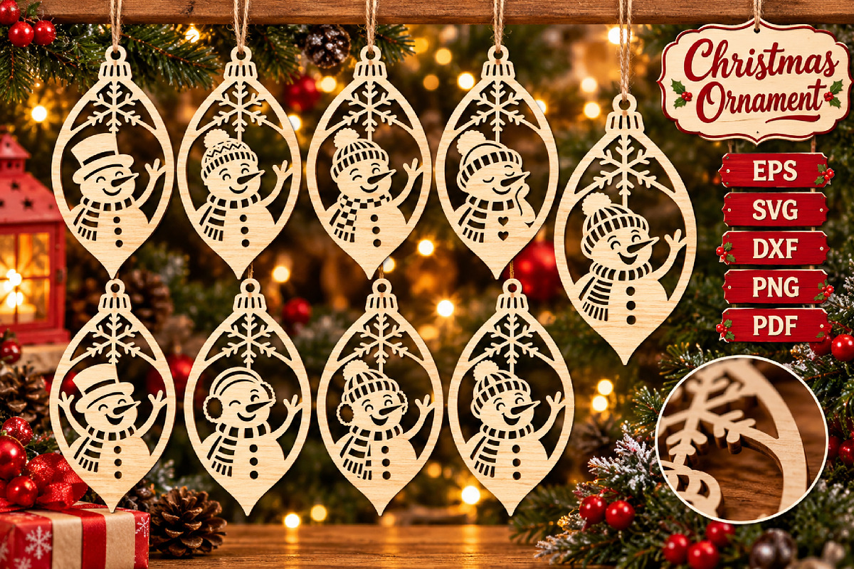Snowman Ornament SVG Bundle, Laser, an Object Graphic by Libby Wishes (Photo 1 of 3)