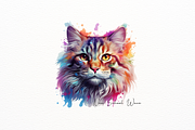 Cat Portraits with Paint Splashe, a Decorative Illustration by New-School-Wave (Thumbnail 3 of 5)