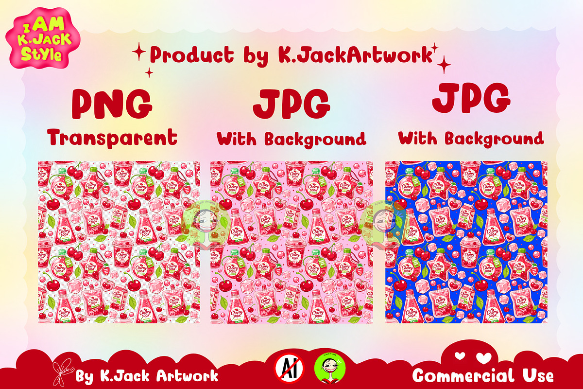 Cute Cherry Soda Seamless, a Background Graphic by K.JackArtwork (Photo 2 of 8)
