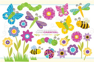 Cute Baby Bug Clipart Graphic Set