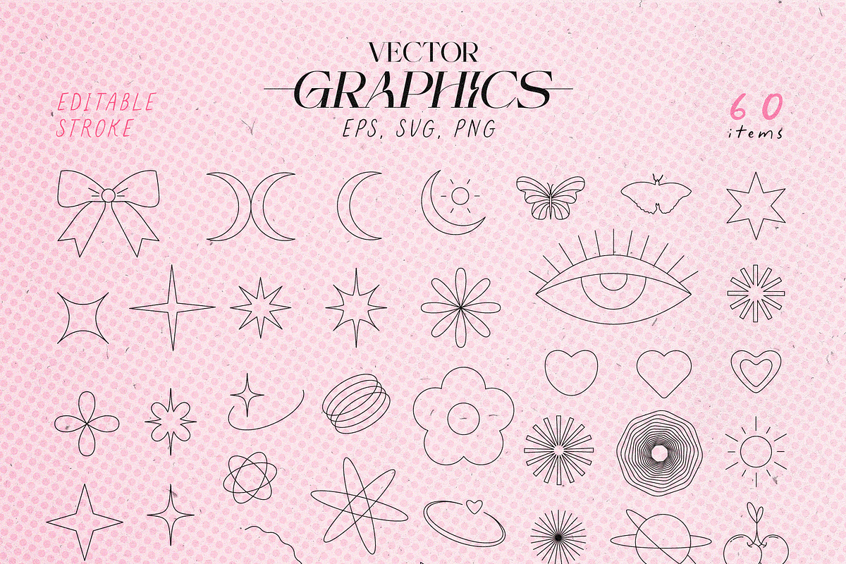 Pink Halftone Collage Elements, an Object Graphic by Animoon (Photo 8 of 19)