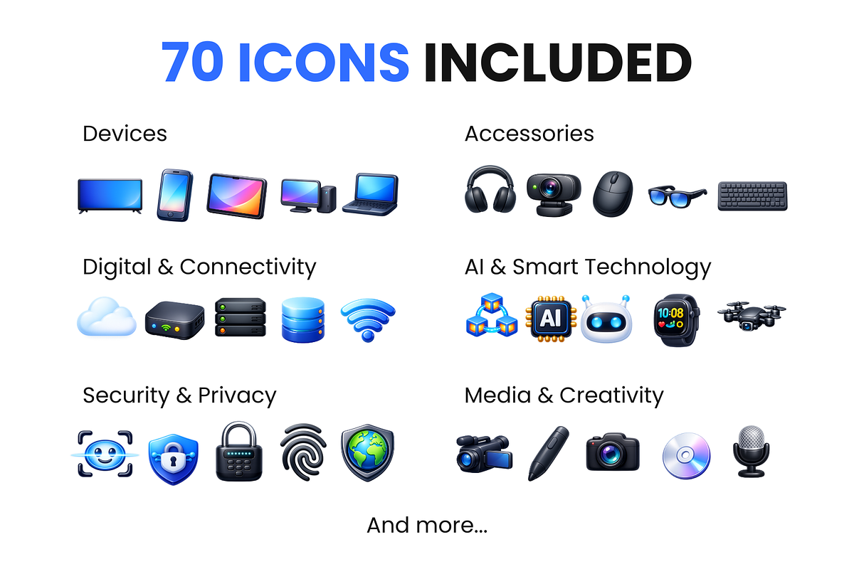 70 Technology 3D Premium Icons, a Solid Icon by Icons Drop (Photo 5 of 5)
