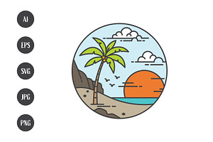 Tropical island flat design, a Branding & Logo Template by Saba Vector