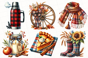 Watercolor Plaid Autumn Clipart, an Illustration by OK Design (Thumbnail 2 of 5)