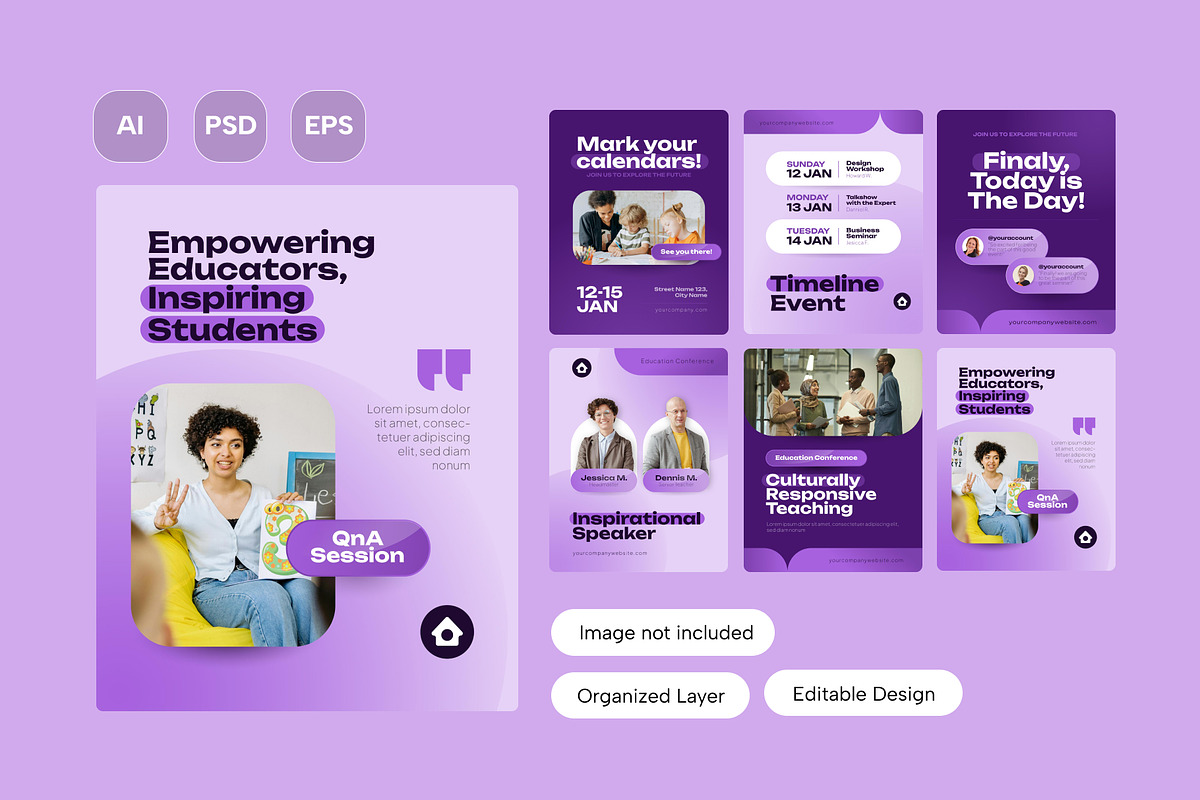 Education Conference Instagram Post, a Social Media Template by Pink Bunny Studio (Photo 2 of 3)