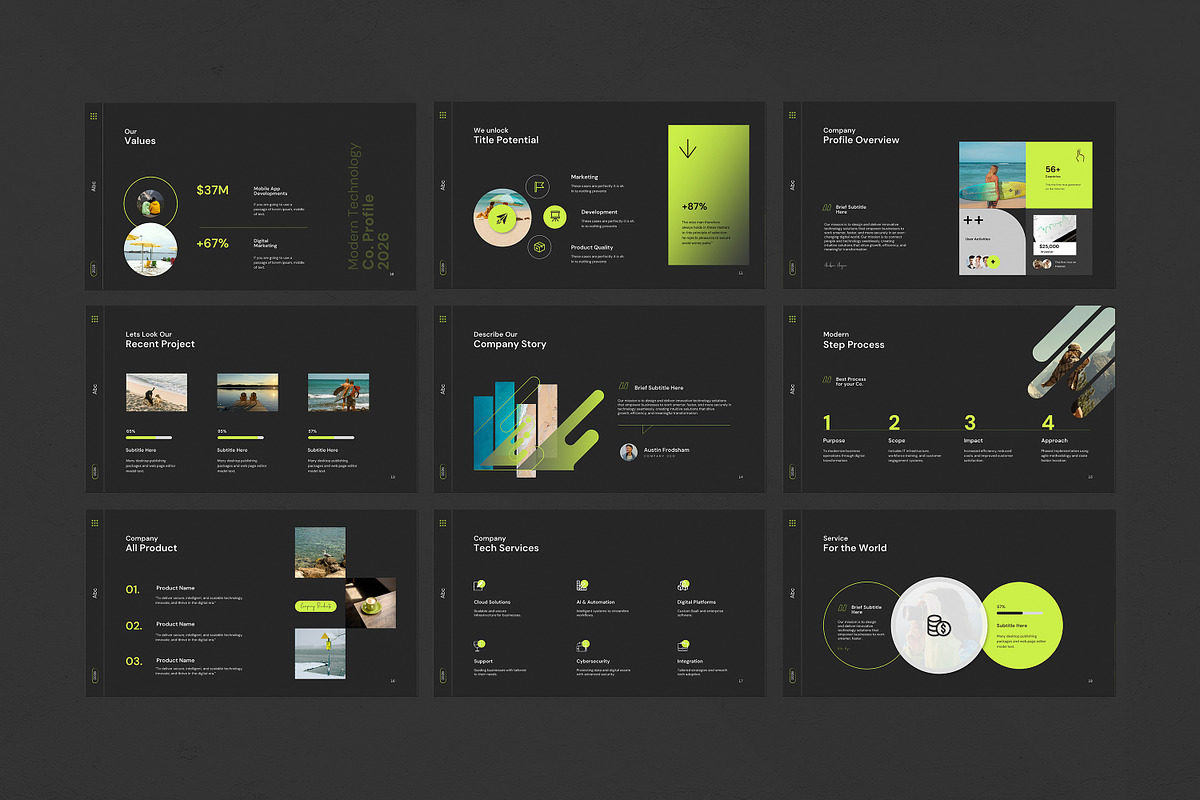 Modern Tech Company Profile Template, a Presentation Template by ...