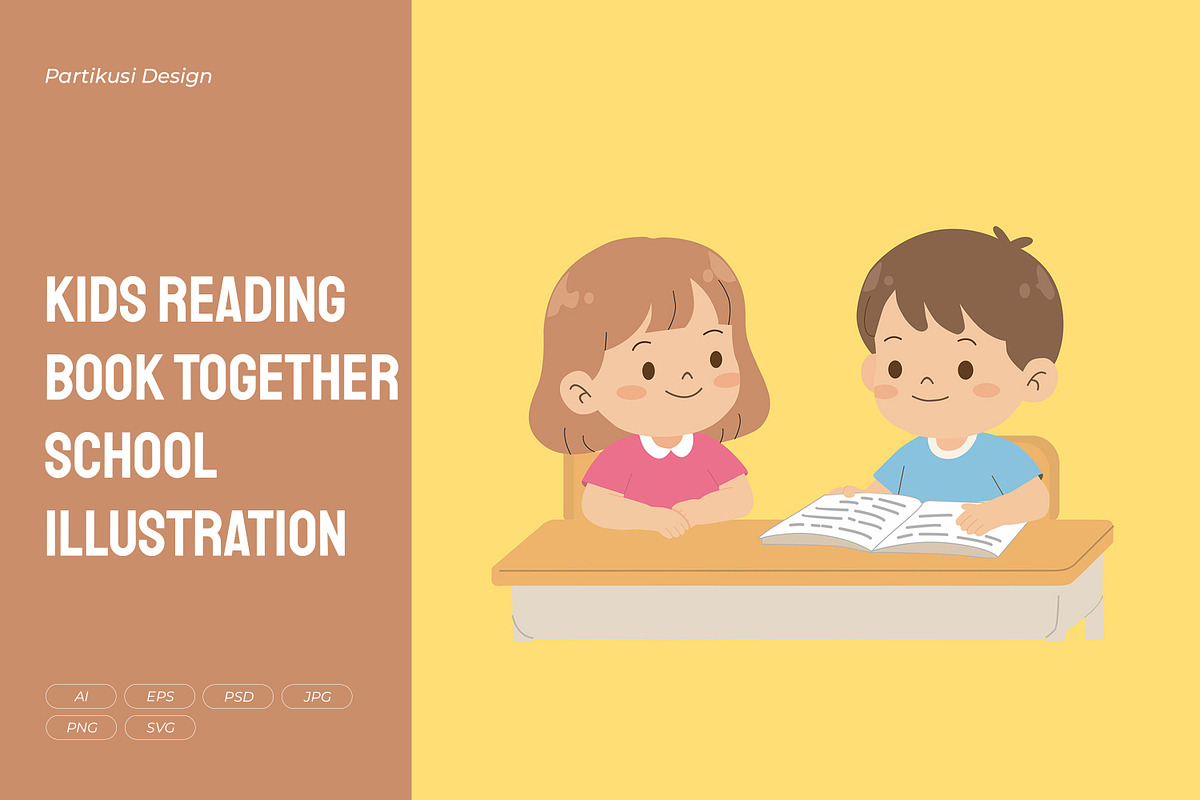 Kids Reading Book Together School, a Person Illustration by Partikusi Design (Photo 1 of 3)
