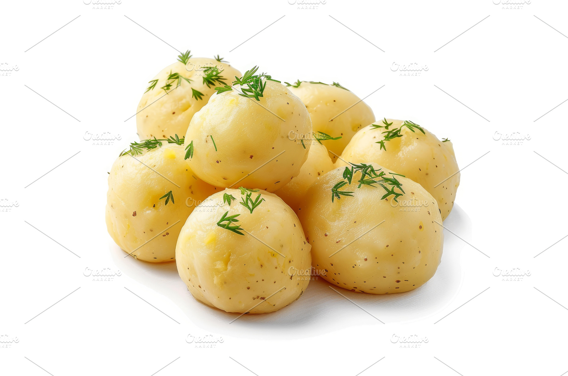 Young boiled potatoes with fresh, a Food & Drink Photo by Ylivdesign