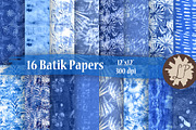 16 Blue Batik Style Patterns, a Pattern Graphic by Liz Plummer (Thumbnail 2 of 5)