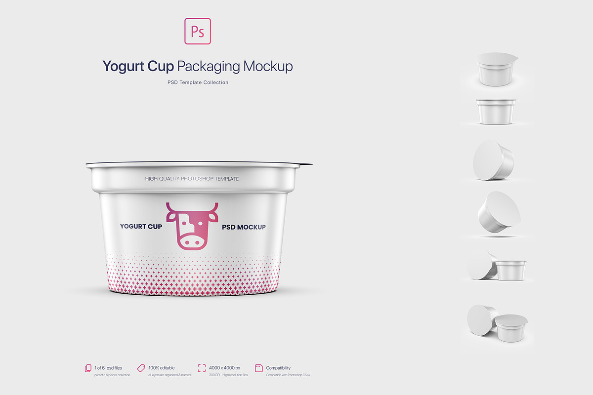 Yogurt Cup Packaging Mockup, a Cups & Container Mockup by Mockup+ (Photo 6 of 6)